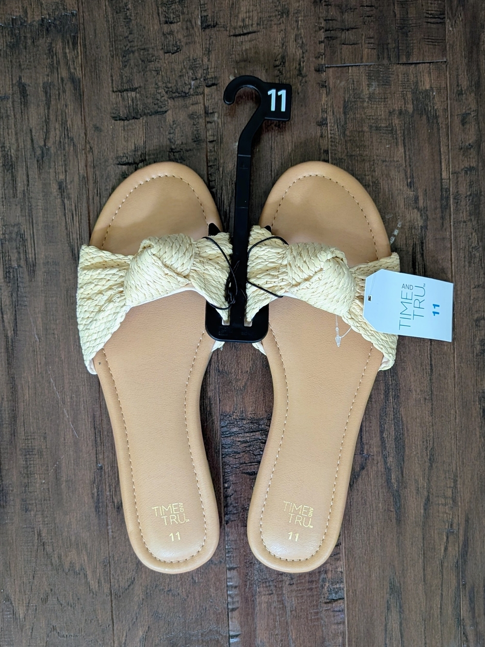 Time And Tru Women's Raffia Knot Slide Sandals Size 11 - Picture 2 of 5